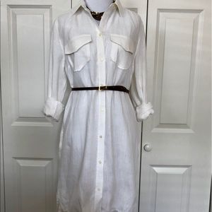 Banana Republic White Linen Shirt Dress